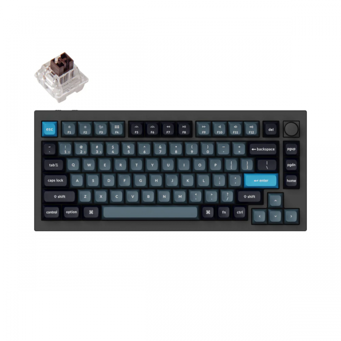 KEYCHRON Q1 PRO RGB WIRELESS MECHANICAL KEYBOARD KNOB (BROWN SWITCH/SWAPPBL) (BLACK)