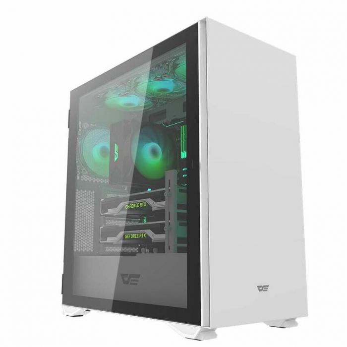 DARKFLASH DLX22 ATX CASE W/ MAGNETIC HINGED DOOR TEMPERED WINDOW (WHT)